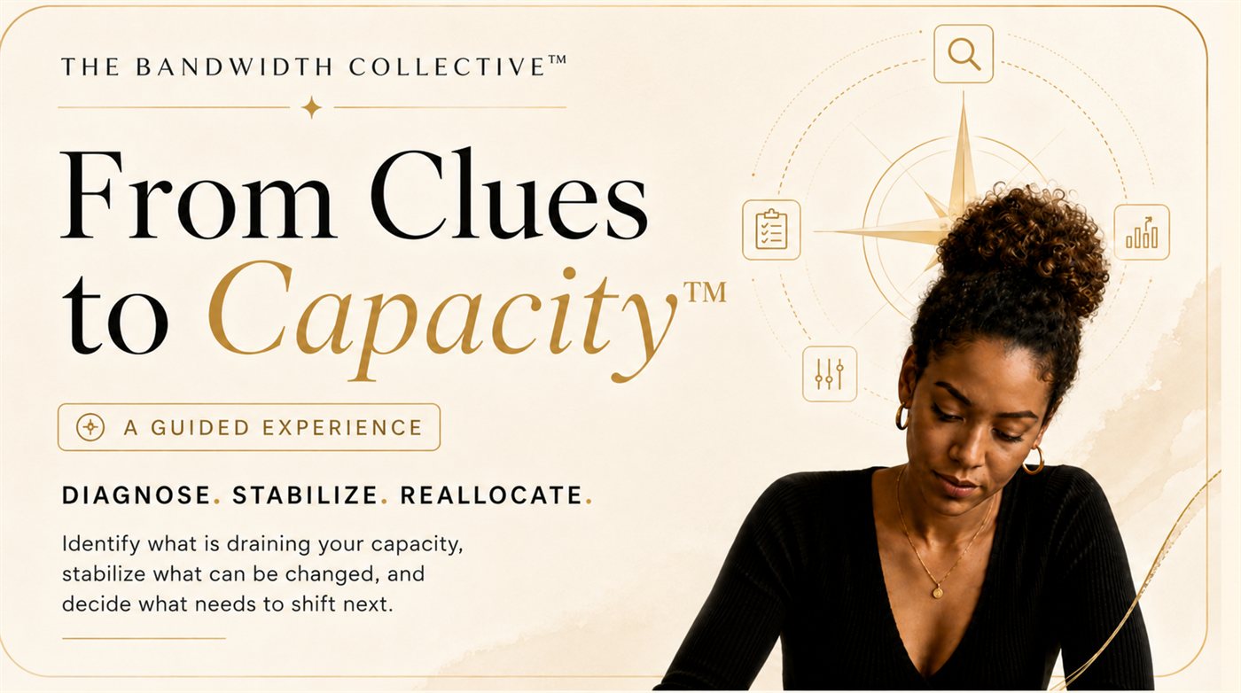 From Clues to Capacity™ — a guided experience. Diagnose. Stabilize. Reallocate.