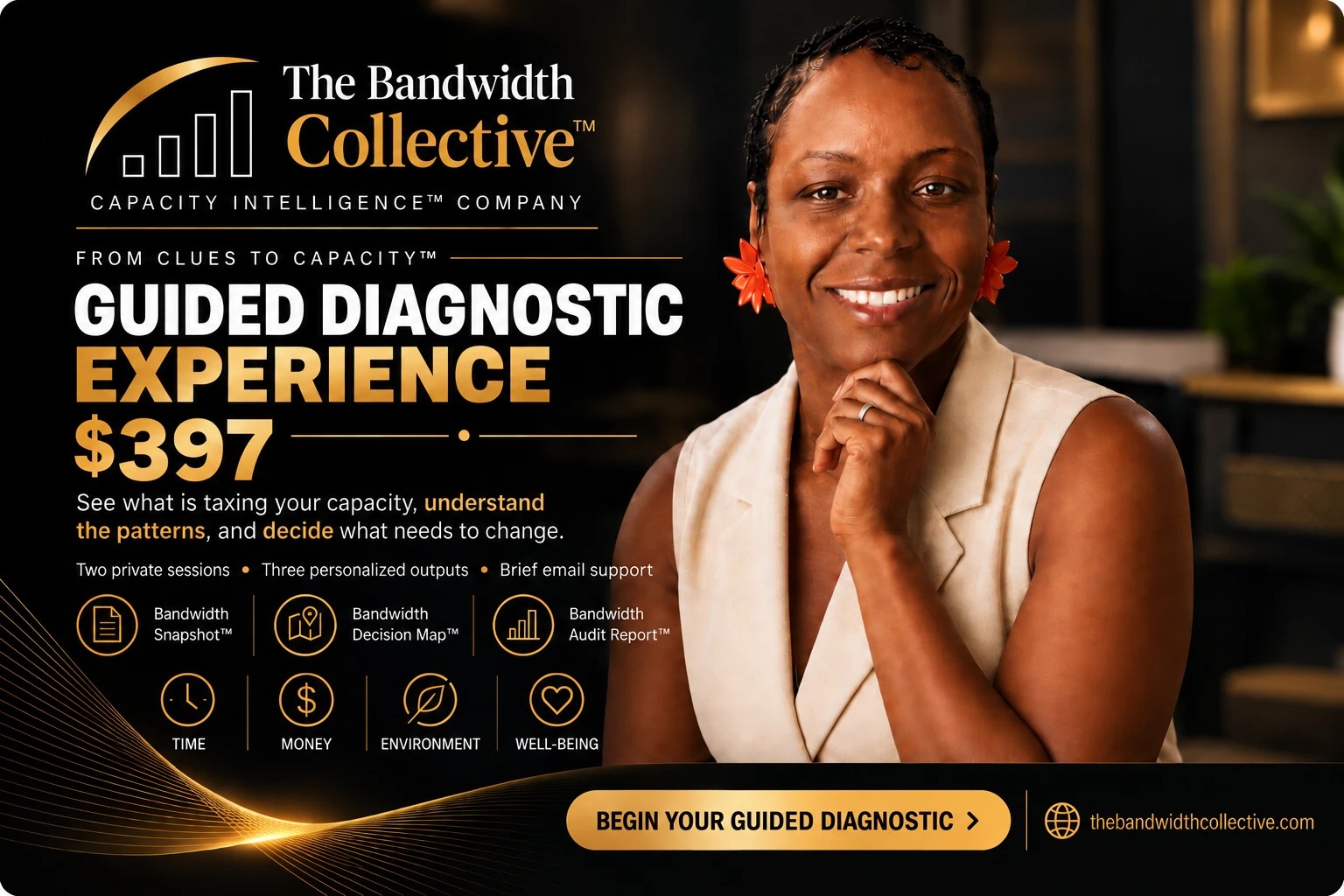 From Clues to Capacity™ Guided Diagnostic Experience: two private sessions, three personalized outputs, brief email support